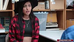 small-tits brunette gets punished hard by two big cocks in the garage