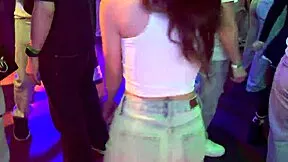 redhead stranger dances shakes ass then gets fingered fucked in club toilet