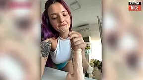 Purple Haired Arab Babe Gives Deep Slow Blowjob Closeup
