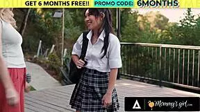 mommys lusty milf kendra james fingers licks hairy pussy turns petite asian stepbae kimmy kimm into sex plaything