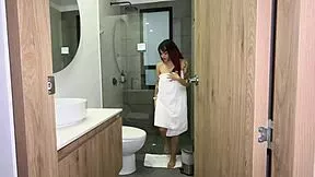 Colombian latina babe fingers her huge ass and tits in triple squirt shower challenge gushing massively