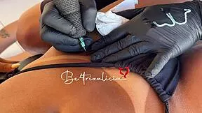 i paid my friend's tattoo with her tight little pussy fuck