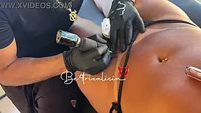 i paid my friend's tattoo with her tight little pussy fuck