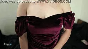 Brunette in lingerie masturbates hard before wedding party
