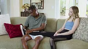 Whoa! Athletic blonde teen Lily Larimar stretches tight pussy on monster BBC from fitness coach doggystyle cowgirl!
