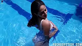 Sexy Helen Star Masked Wet Pool Pound