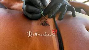 i paid my friend's tattoo with her tight little pussy fuck
