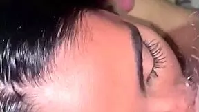 Married college brunette slut 18+ swallows hubby's cock then promises black creampie anal
