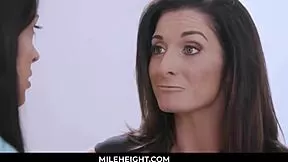 milehigh sinner house milf totally devours shy babysitter on sofa