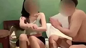 sexy chinese girlfriend drops to suck boyfriend's cock before he pounds her tight pussy raw in homemade clip