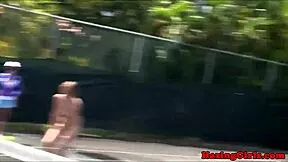 Holy shit hazing babes lick pussy wildly on tennis court!