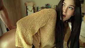 home video shows gorgeous asian babe teasing sweet pussy before hard fuck