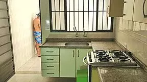 i went to visit my sis and her husband fucked me hard in kitchen with his big cock while she watched voyeur style
