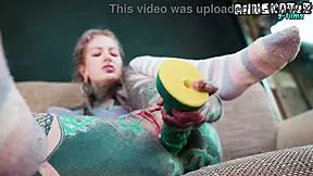 Ever seen a tattooed hippie gape her asshole with a massive dildo?