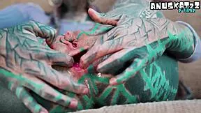 Ever seen a tattooed hippie gape her asshole with a massive dildo?