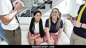 i swapped sisters for cute outfits now she's bent over taking it deep