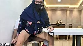 Muslim Widow Mom's Dinner Date Turns Into Wild Desk Pounding Fuck!