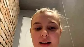 horny bbw teen shoves huge public shower dildo deep in fat ass pussy outdoor
