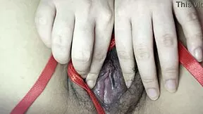 asian PETITE VIRGIN PUSSY up close with hymen intact tanned panties tease