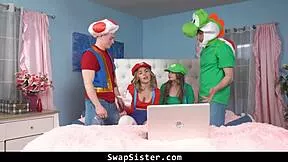 stepsiblings jump into wild online swap challenge trading stepsisters in hot 4some.
