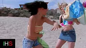 i'm the brunette getting seaside fucked with blonde friend by hot stud's cock... so wet