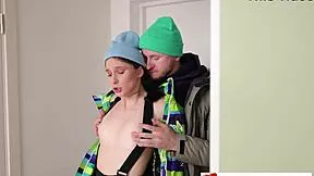 hey jane white after ski party licking cock riding outdoors all night