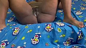 Whoa! Huge tits ebony roommate fists girlfriend's fat ass in dorm!
