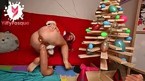 merry xmas 2025 yiffyfosque fists her petite ass with toys