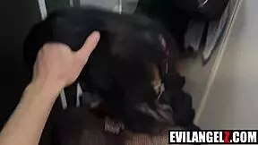 Enjoy this backstage blowjob Mick Shagger from big tits milf