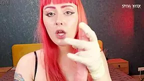 GOTH GIRL GLOVES JERK YOUR COCK ON FIRST DATE WHILE MASTURBATING PUSSY