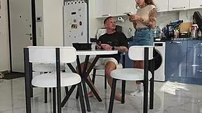 stepbrother blackmails wet pussy neighbor into rough riding his monster cock creampie cowgirl closeup