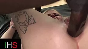 damn, gorgeous blonde takes african cock deep in ass!
