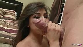 hairy pussy latina beauty with saggy natural tits seduces for sloppy deepthroat no condom missionary ball licking and bush cum