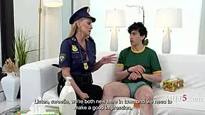 stepmom spots teen jerking and suggests her big tits instead