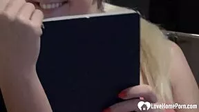 Horny blonde teen teases her wet pussy and cute feet solo