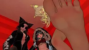 Three hot girls dominate you with sexy feet footjobs in vrchat orgy