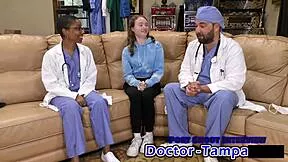 Dr Tampa examines Serena Morgan's virgin ass with close-up anal fingering in clinic