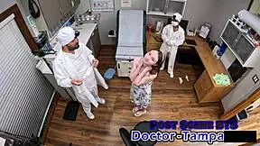 Dr Tampa examines Serena Morgan's virgin ass with close-up anal fingering in clinic