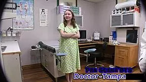 Dr Tampa examines Serena Morgan's virgin ass with close-up anal fingering in clinic