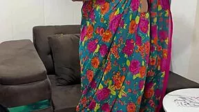 indian stepmom's dirty hindi talk roleplay in kitchen gets horny deepthroat
