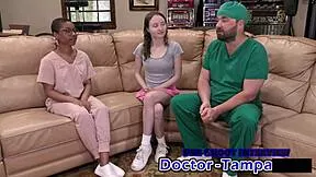 Dr Tampa examines Serena Morgan's virgin ass with close-up anal fingering in clinic