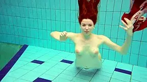 hairy russian brunette teen marketa swims underwater at pool 😍💦🌊