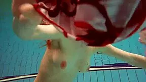 hairy russian brunette teen marketa swims underwater at pool 😍💦🌊