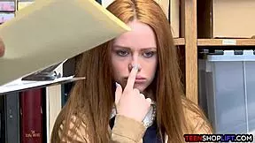 Ozzie redhead teen Ella Hughes caught stealing goes hardcore with monster cock