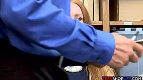 Ozzie redhead teen Ella Hughes caught stealing goes hardcore with monster cock