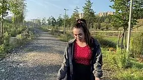 Cute Redhead College Girlfriend Gets Fucked Doggystyle Bent Over in Public Park by Friend