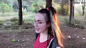 Cute Redhead College Girlfriend Gets Fucked Doggystyle Bent Over in Public Park by Friend