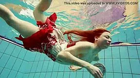 hairy russian brunette teen marketa swims underwater at pool 😍💦🌊