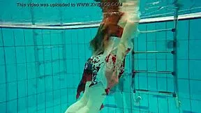 hairy russian brunette teen marketa swims underwater at pool 😍💦🌊