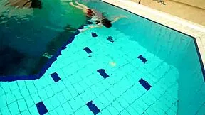 hairy russian brunette teen marketa swims underwater at pool 😍💦🌊